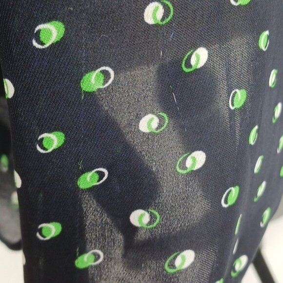 CAbi Button Front Blouse Womens XS Navy Green Sheer Lightweight Geometric - Picture 6 of 6